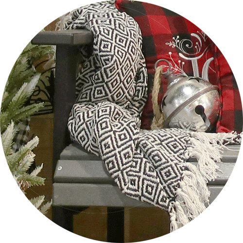 Black and white throw blanket.